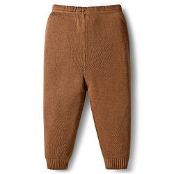 Babyhug Knit Full Sleeves Sweater Set with Floral Design - Brown