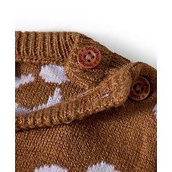 Babyhug Knit Full Sleeves Sweater Set with Floral Design - Brown
