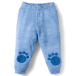 Babyhug Knit Full Sleeves Front Open Hooded Sweater Set with Paw Design - Blue