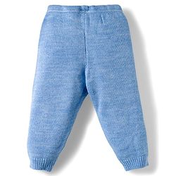Babyhug Knit Full Sleeves Front Open Hooded Sweater Set with Paw Design - Blue