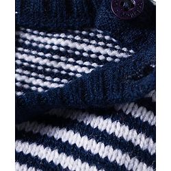 Babyhug Knit Full Sleeves Striped Sweater Set - Navy Blue