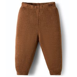Babyhug Knit Full Sleeves Sweater Set With Stripes - Brown