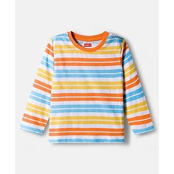 Babyhug 100% Cotton Knit Full Sleeves Striped & Dino Printed T-Shirts Pack of 3 - Multicolor