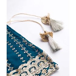 Babyhug Georgette Woven Three Fourth Sleeves Kurti Salwar with Dupatta Embroidery & Sequin Detailing - Navy Blue
