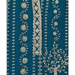 Babyhug Georgette Woven Three Fourth Sleeves Kurti Salwar with Dupatta Embroidery & Sequin Detailing - Navy Blue