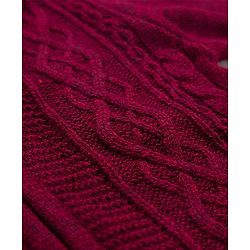 Babyhug Knit Full Sleeves Front Open Hooded Sweater With Cable Knit Design- Maroon