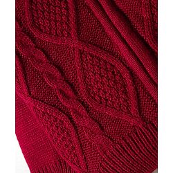 Babyhug Knit Full Sleeves Front Open Hooded Sweater with Cable Knit Design - Dark Red