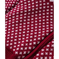 Babyhug Knit Full Sleeves Front Open Hooded Sweater With Aztec Design - Red