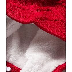 Babyhug Woven Full Sleeves Hooded Front Open Sweater With Color Block & Cable Knit Design - Red White & Navy Blue