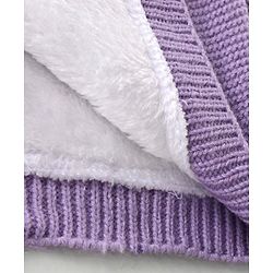 Babyhug Knit Full Sleeves Solid Color Hooded Front Open Sweater with Frill Detailing - Lavender