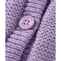 Babyhug Knit Full Sleeves Solid Color Hooded Front Open Sweater with Frill Detailing - Lavender