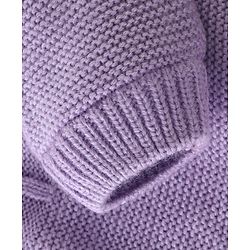 Babyhug Knit Full Sleeves Solid Color Hooded Front Open Sweater with Frill Detailing - Lavender