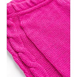 Babyhug Knit Full Length Fleece & Woollen Pant With Cable Knit Design - Dark Pink