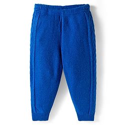 Babyhug Knit Fleece & Woollen Full Length Solid Color Joggers - Blue
