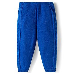 Babyhug Knit Fleece & Woollen Full Length Solid Color Joggers - Blue