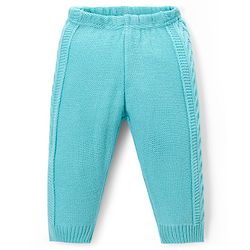 Babyhug Knit Fleece & Woollen Full Length Solid Color Joggers - Blue