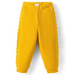 Babyhug Knit Fleece & Woollen Full Length Solid Color Joggers - Blue
