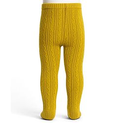 Babyhug Knit Full Length Woollen Bootie Leggings With Cable Knit Design & Extra Stretch - Yellow