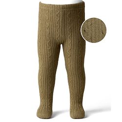 Babyhug Knit Full Length Woollen Bootie Leggings With Cable Knit Design & Extra Stretch - Yellow