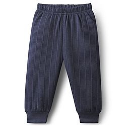 Babyhug Knit Full Length Solid Color Thermal Pant - Navy Blue