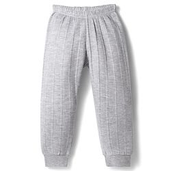 Babyhug Knit Full Length Solid Colour Thermal Pant - Light Grey
