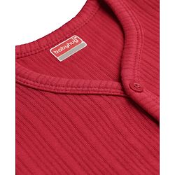 Babyhug Knit Full Sleeves Solid Color Front Open Thermal Vest - Red