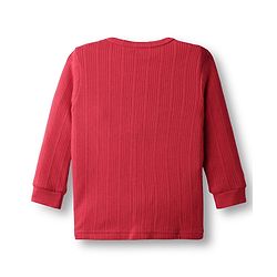 Babyhug Knit Full Sleeves Solid Color Front Open Thermal Vest - Red