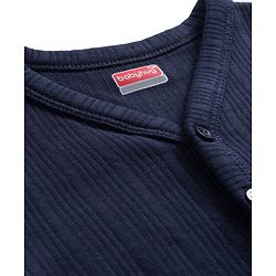 Babyhug Knit Full Sleeves Solid Colour Front Open Thermal Inner Vest - Navy Blue