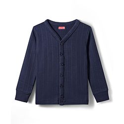Babyhug Knit Full Sleeves Solid Colour Front Open Thermal Inner Vest - Navy Blue