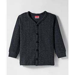 Babyhug Knit Full Sleeves Front Open Vest - Dark Grey