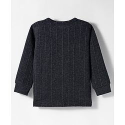 Babyhug Knit Full Sleeves Front Open Vest - Dark Grey