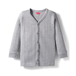 Babyhug Knit Full Sleeves Solid Color Thermal Vest - Light Grey