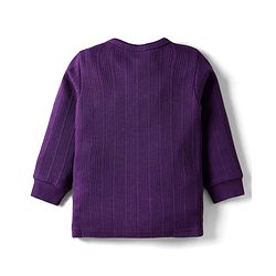 Babyhug Knit Full Sleeves Solid Color Front Open Thermal Vest - Purple