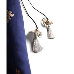 Babyhug Brocade Woven Choli Lehenga and Dupatta Set with Lace Detailing - Navy Blue