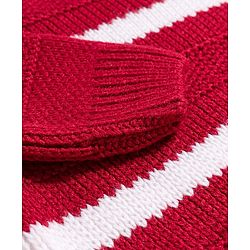 Babyhug Knitted Full Sleeves Striped Pullover Sweater - Maroon & White