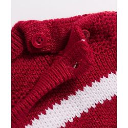 Babyhug Knitted Full Sleeves Striped Pullover Sweater - Maroon & White