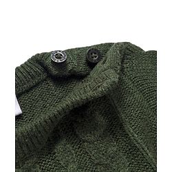 Babyhug Knit Full Sleeves Pullover with Cable Knit Design - Dark Green