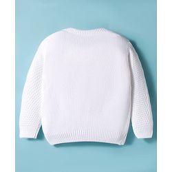 Babyhug Knitted Full Sleeves Pullover Sweater With Cable Knit Design - White