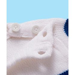 Babyhug Knit Full Sleeves  Pullover with Stripe Design - White & Navy Blue