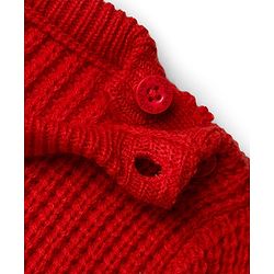Babyhug Knit Full Sleeves Pullover Sweater with Bear Patch Detailing - Red