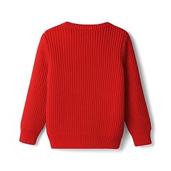 Babyhug Knit Full Sleeves Pullover Sweater with Bear Patch Detailing - Red