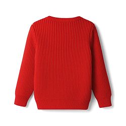 Babyhug Knit Full Sleeves Pullover Sweater with Bear Patch Detailing - Red