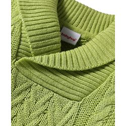 Babyhug Knit Full Sleeves Pullover Sweater with Cable Knit Design - Light Green