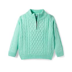 Babyhug Knitted Full Sleeves Pullover Sweater With Cable Knit Design - Sea Green