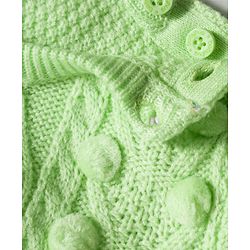 Babyhug Knit Full Sleeves Pullover Sweater with Cable Knit Design & Frill Detailing - Light Green