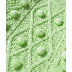 Babyhug Knit Full Sleeves Pullover Sweater with Cable Knit Design & Frill Detailing - Light Green