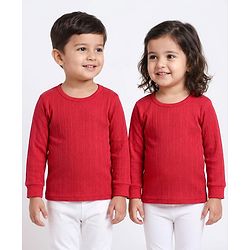 Babyhug Knit Full Sleeves Solid Color Thermal Vest - Red