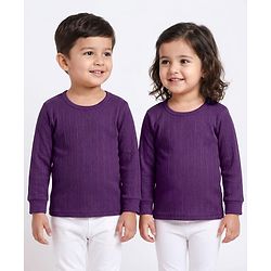Babyhug Knit Full Sleeves Solid Color Thermal Vest - Purple