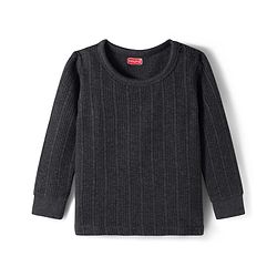 Babyhug Cotton Knit Full Sleeves Solid Colour Thermal Vest - Dark Grey