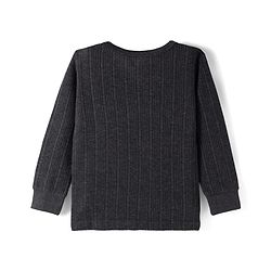 Babyhug Cotton Knit Full Sleeves Solid Colour Thermal Vest - Dark Grey